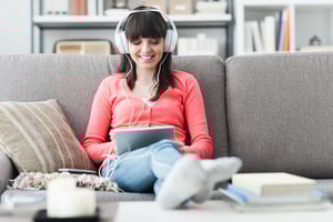 woman watching digital video